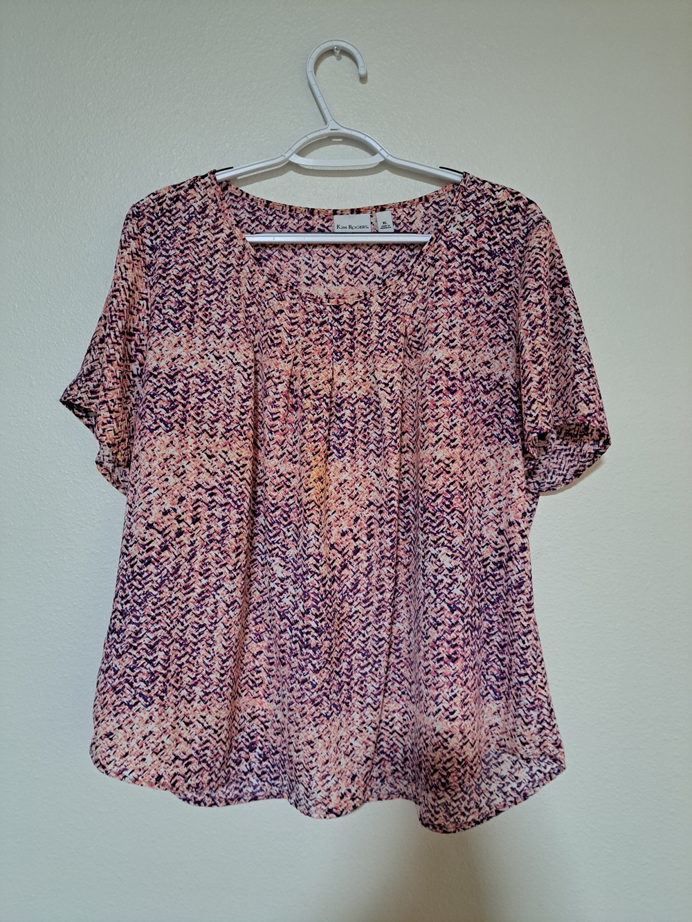 Dana Buchman Pink Patterned Short Sleeve Blouse